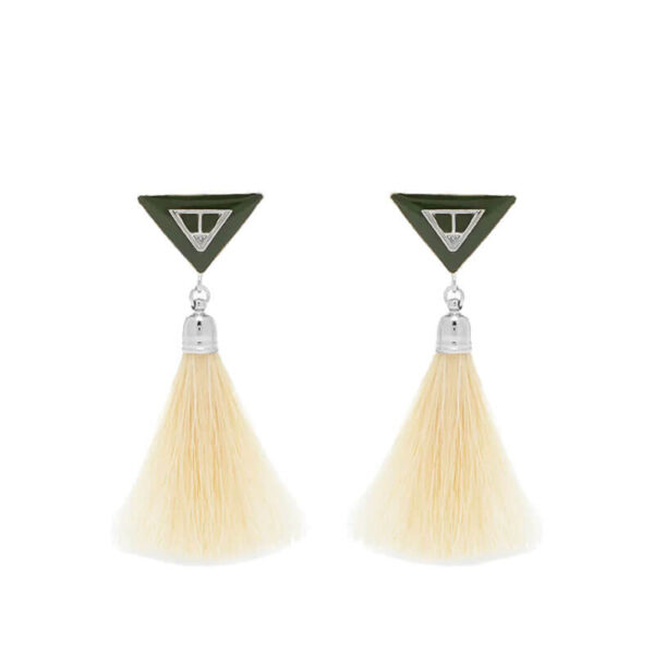 TOGA_Triangle-Fringe-Earrings_Green