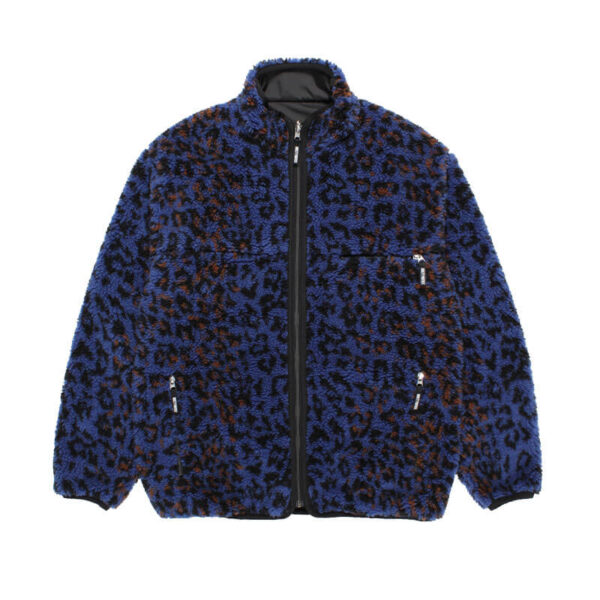 WACKO MARIA Reversible Leopard Boa Jacket - Blue