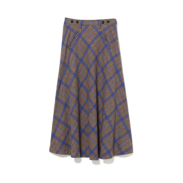 BEAMS BOY Check Long A-line Skirt