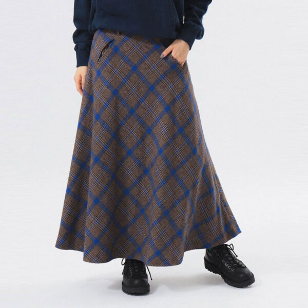 BEAMS BOY Check Long A-line Skirt