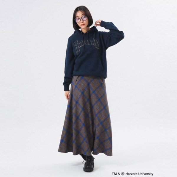 BEAMS BOY Check Long A-line Skirt