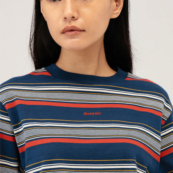 BEAMS BOY Embroidery Stripe LS Tshirt