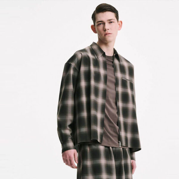 SOPHNET. Hight-Twist Ombre Check Blouson