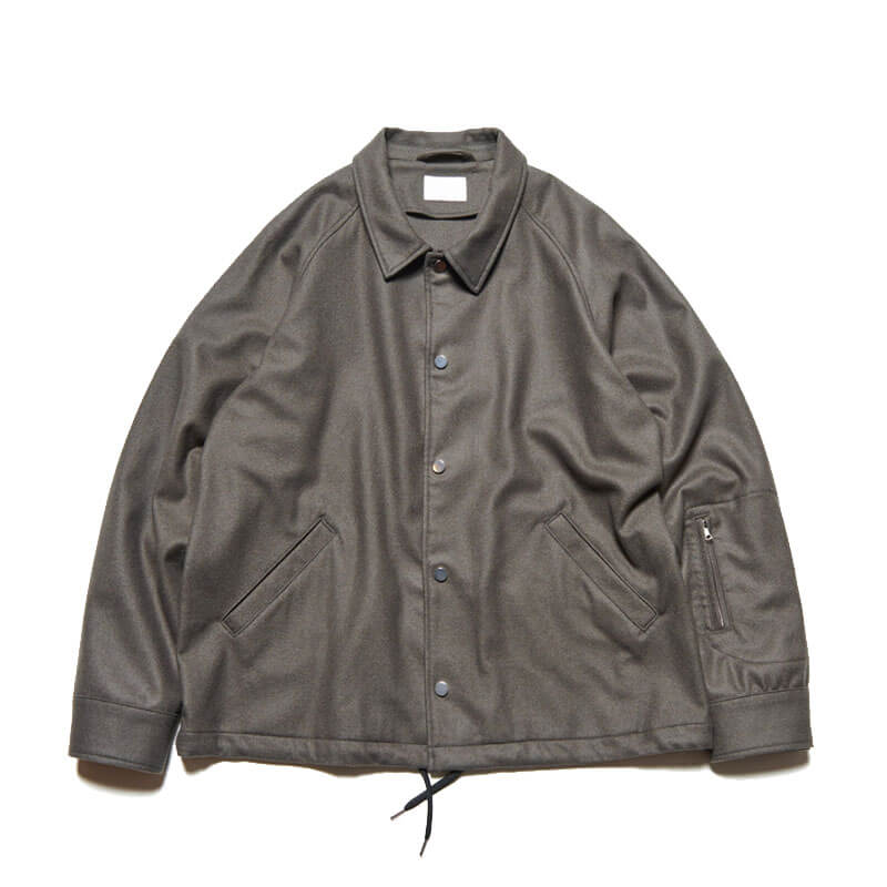 Light Melton Wool Coach Jacket - Charcoal Gray - THEROOM 