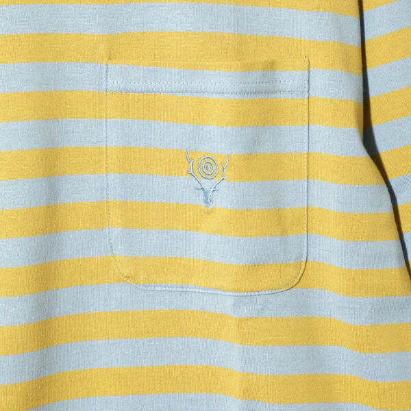 SOUTH2 WEST8 Round Pocket LS Tee - Stripe Sax Blue