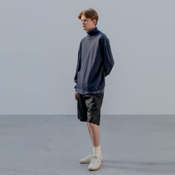 UNIFORM EXPERIMENT Waffle Highneck Top - Charcoal