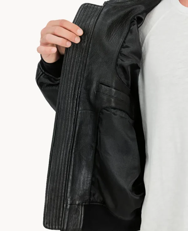 ALPHA INDUSTRIES UV CWU-36P Leather UV Loose Bomber Jacket Black