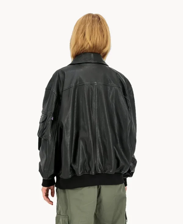 ALPHA INDUSTRIES UV CWU-36P Leather UV Loose Bomber Jacket Black