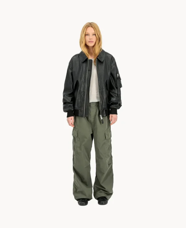 ALPHA INDUSTRIES UV CWU-36P Leather UV Loose Bomber Jacket Black