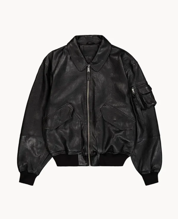 ALPHA INDUSTRIES UV CWU-36P Leather UV Loose Bomber Jacket Black