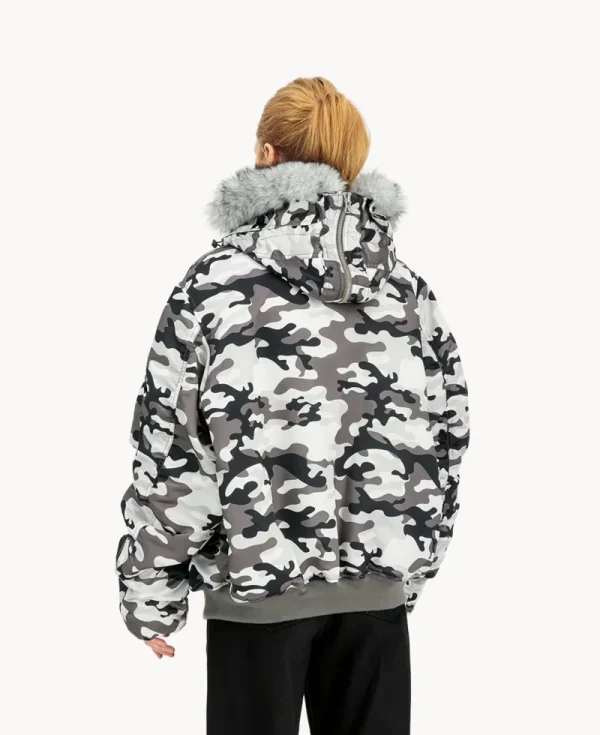 ALPHA INDUSTRIES V N-2B Base Camo UV Oversized Winter Jacket Snowdrift Woodland