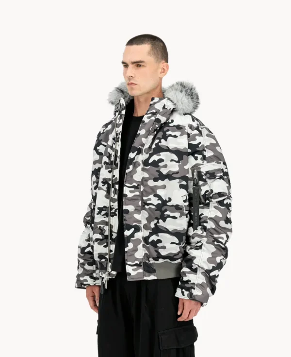 ALPHA INDUSTRIES V N-2B Base Camo UV Oversized Winter Jacket Snowdrift Woodland