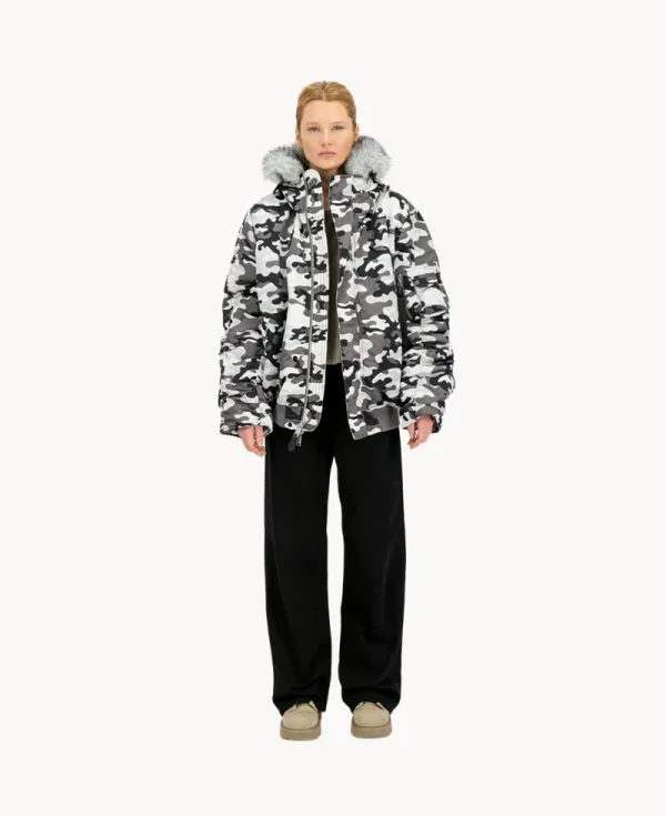 ALPHA INDUSTRIES V N-2B Base Camo UV Oversized Winter Jacket Snowdrift Woodland