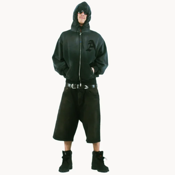 ARIES ARISE Aged Gothic Zip Through Hoodie – Black