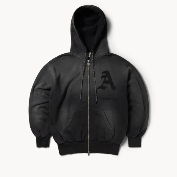 ARIES ARISE Aged Gothic Zip Through Hoodie – Black