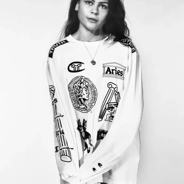 ARIES x CHAMPION Sponsor LS Tee - White