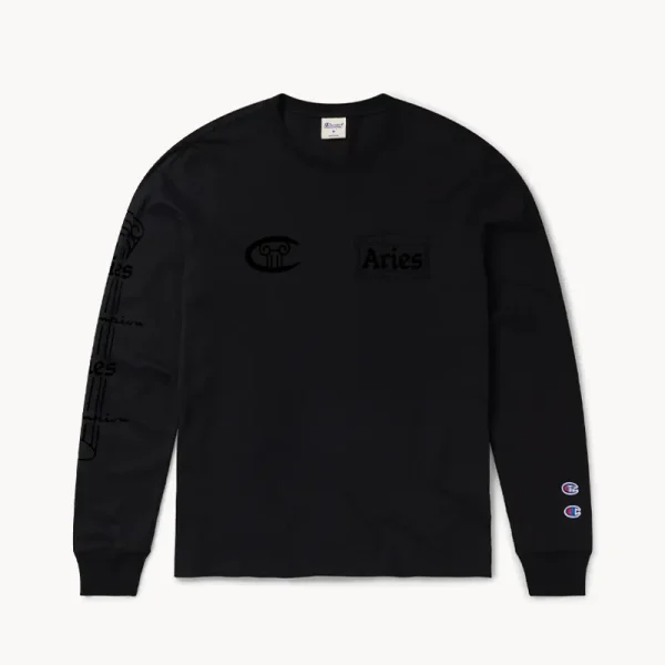 ARIES x CHAMPION Stars LS Tee - Black