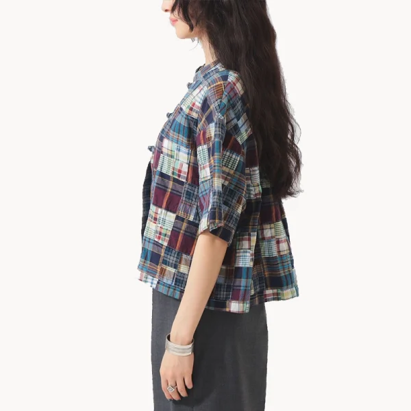 BEAMS BOY BOY Patchwork Short Sleeve – Blue Multi