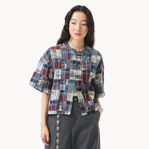 BEAMS BOY BOY Patchwork Short Sleeve – Blue Multi