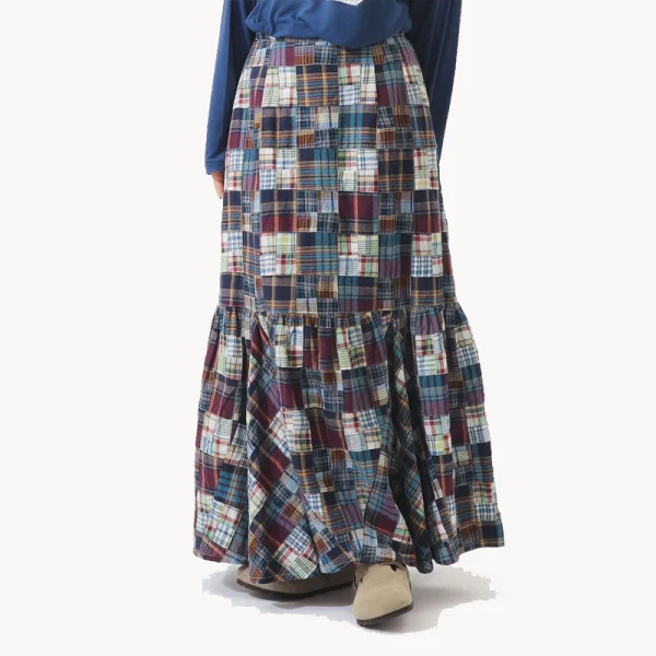 BEAMS BOY BOY Patchwork Skirt – Blue Multi