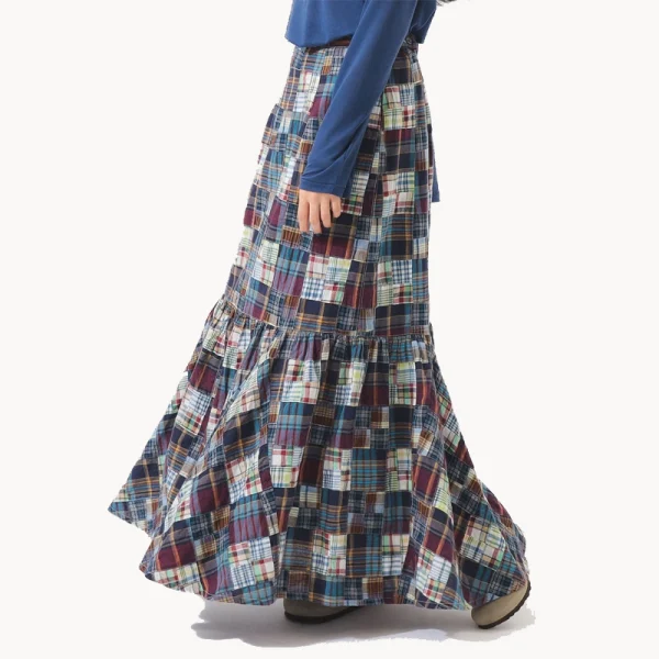 BEAMS BOY BOY Patchwork Skirt – Blue Multi