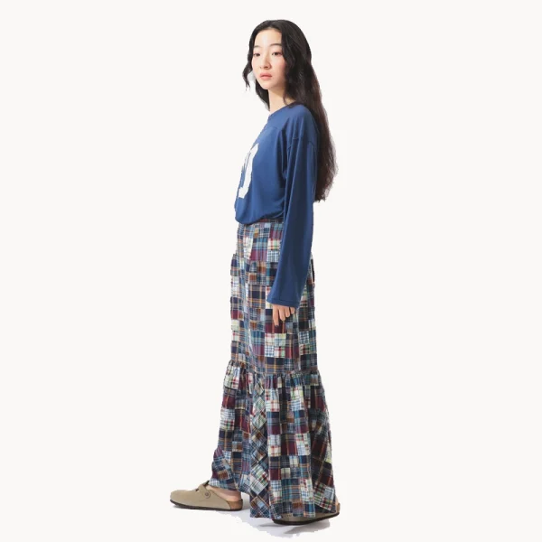 BEAMS BOY BOY Patchwork Skirt – Blue Multi