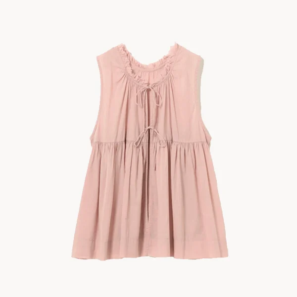 BEAMS BOY Cotton Gather Non-sleeve Shirt – Dusty Pink