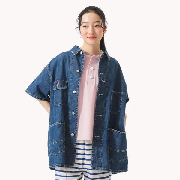 BEAMS BOY Denim Coverall Short Sleeve – Blue