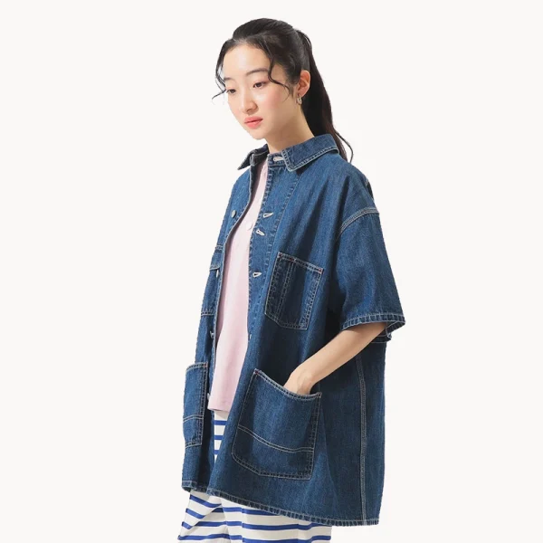 BEAMS BOY Denim Coverall Short Sleeve – Blue