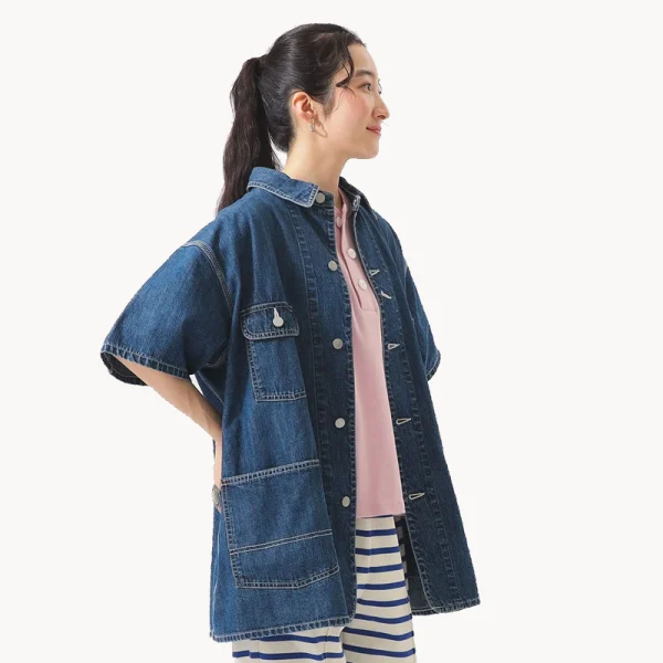 BEAMS BOY Denim Coverall Short Sleeve – Blue