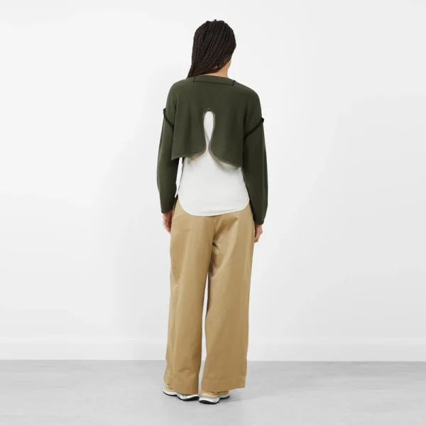 BEAMS BOY Short Military Liner Cardigan – Olive