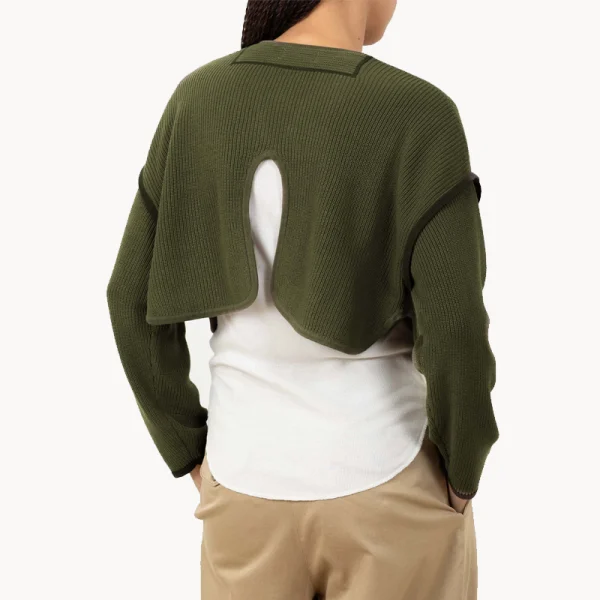 BEAMS BOY Short Military Liner Cardigan – Olive