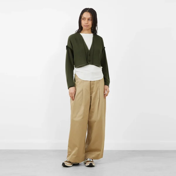 BEAMS BOY Short Military Liner Cardigan – Olive