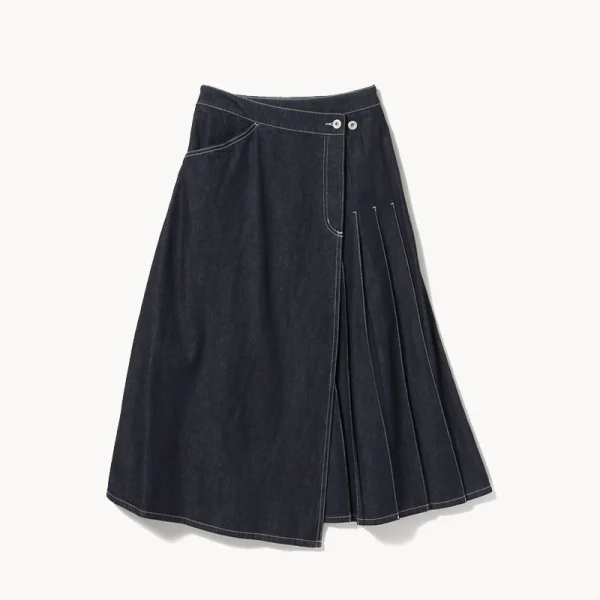 BEAMS BOY Wraped Pleated Skirt – Indigo