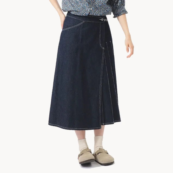 BEAMS BOY Wraped Pleated Skirt – Indigo