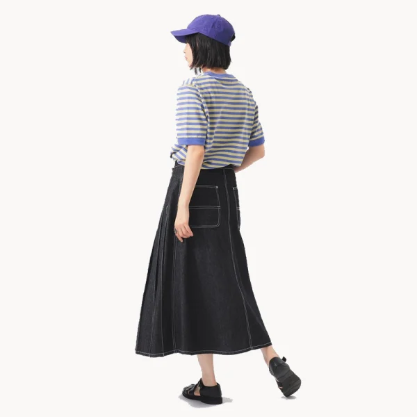 BEAMS BOY Wraped Pleated Skirt – Indigo
