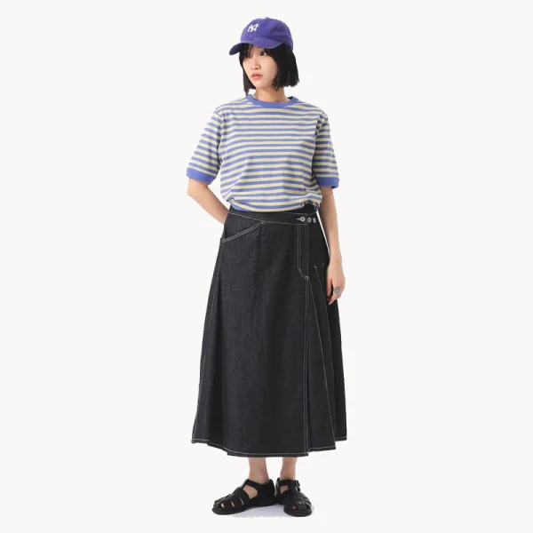 BEAMS BOY Wraped Pleated Skirt – Indigo