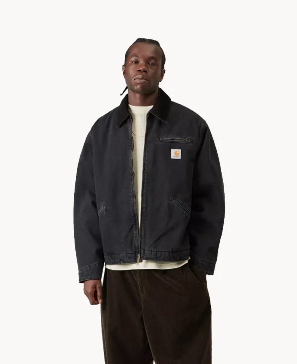 CARHARTT OG Detroit Jacket – ‘Smith’ Denim Black Tobacco Used