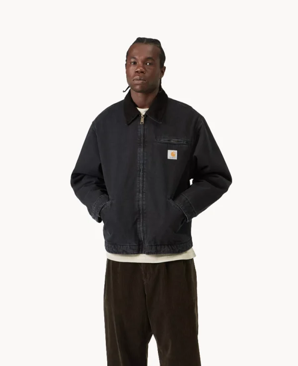 CARHARTT OG Detroit Jacket – ‘Smith’ Denim Black Tobacco Used