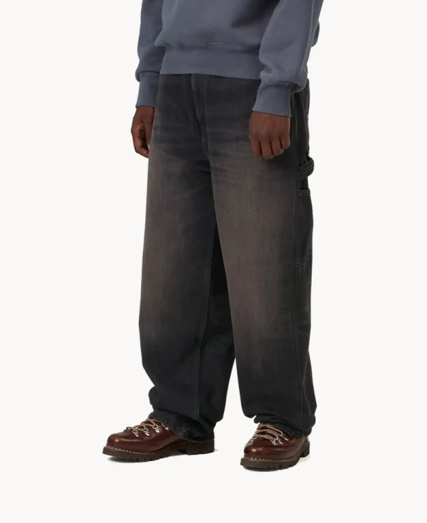 CARHARTT OG Single Knee Pant – ‘Smith’ Denim Black Tobacco Used