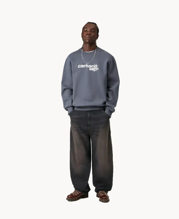 CARHARTT OG Single Knee Pant – ‘Smith’ Denim Black Tobacco Used