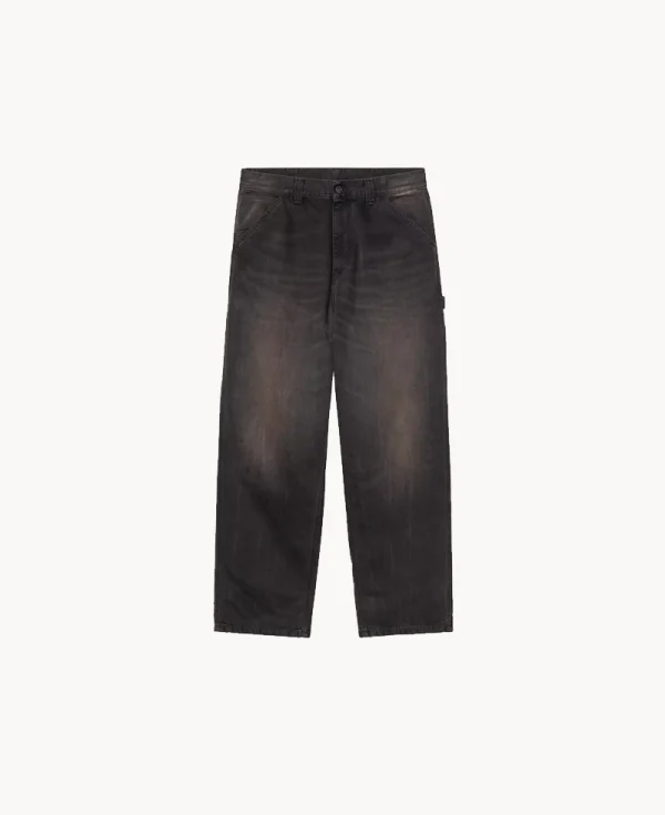 CARHARTT OG Single Knee Pant – ‘Smith’ Denim Black Tobacco Used