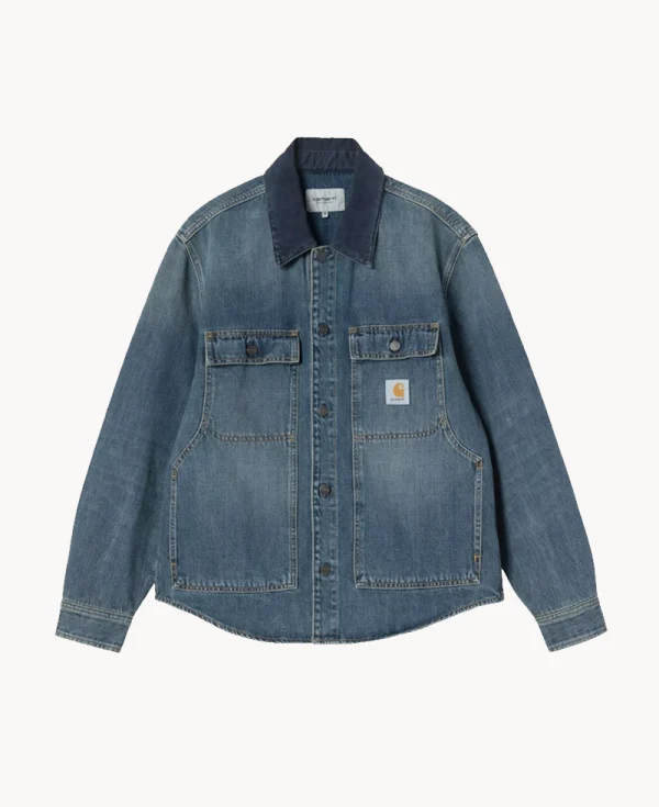 CARHARTT Oakland Shirt Jacket – ‘Camano’ Denim Blue Worn