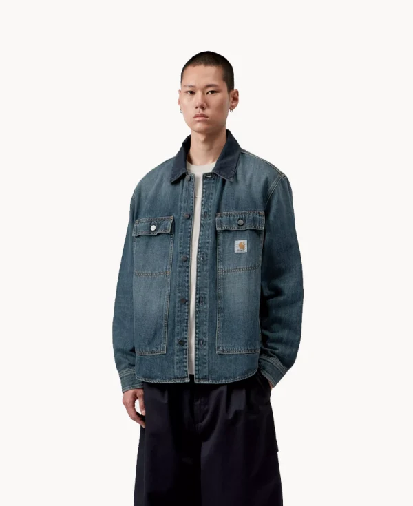 CARHARTT Oakland Shirt Jacket – ‘Camano’ Denim Blue Worn
