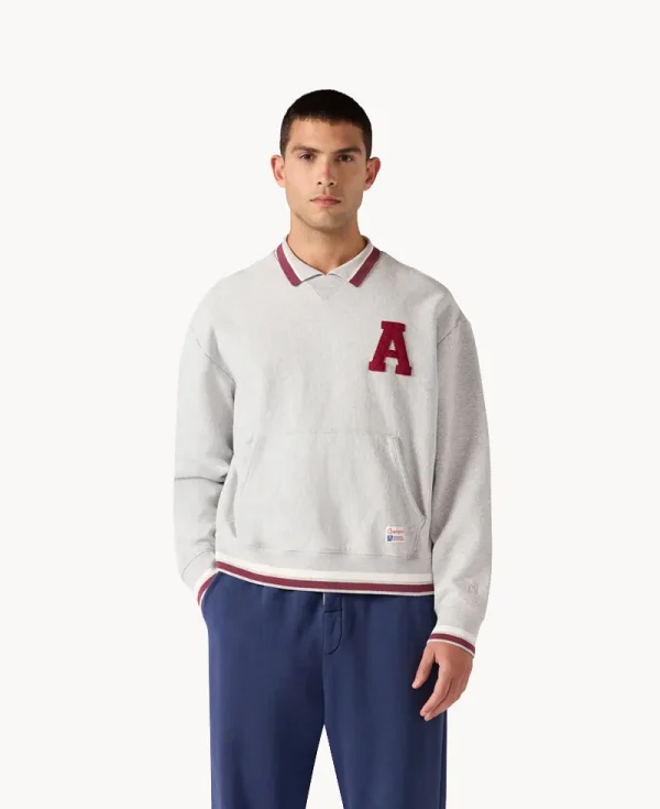 CHAMPION MODERN AMETORA Polo Neck Sweatshirt – Pinnacle Grey Melange