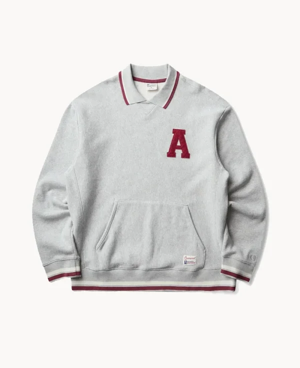 CHAMPION MODERN AMETORA Polo Neck Sweatshirt – Pinnacle Grey Melange