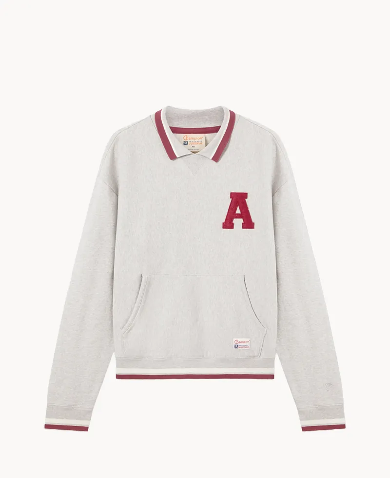 CHAMPION MODERN AMETORA Polo Neck Sweatshirt – Pinnacle Grey Melange CHAMPION MODERN AMETORA Polo Neck Sweatshirt – Pinnacle Grey Melange