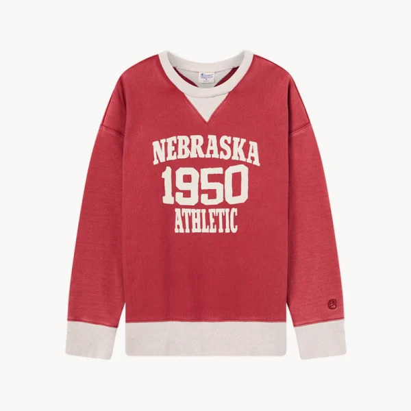 CHAMPION TIME CAPSULE 50' Athletic Team Crewneck - Red