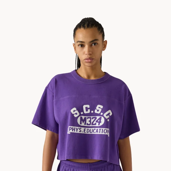 CHAMPION TIME CAPSULE Crewneck Croptop T-Shirt - Purple