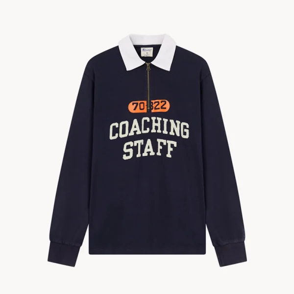 CHAMPION TIME CAPSULE Long Sleeve Polo Shirt - Navy